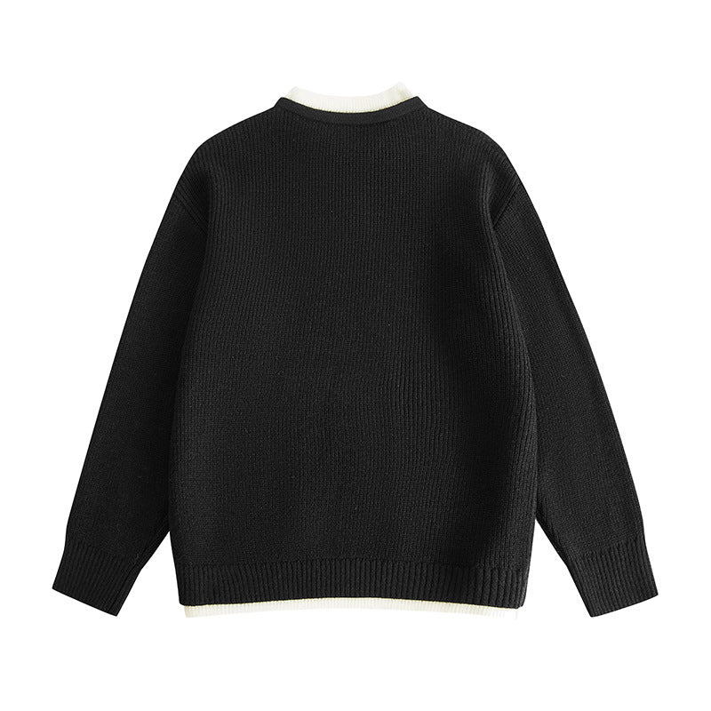 Neckline  Sleeve Length  Type of Clothing  Casual V-neck Mock Two-Piece Knit Sweater for Men