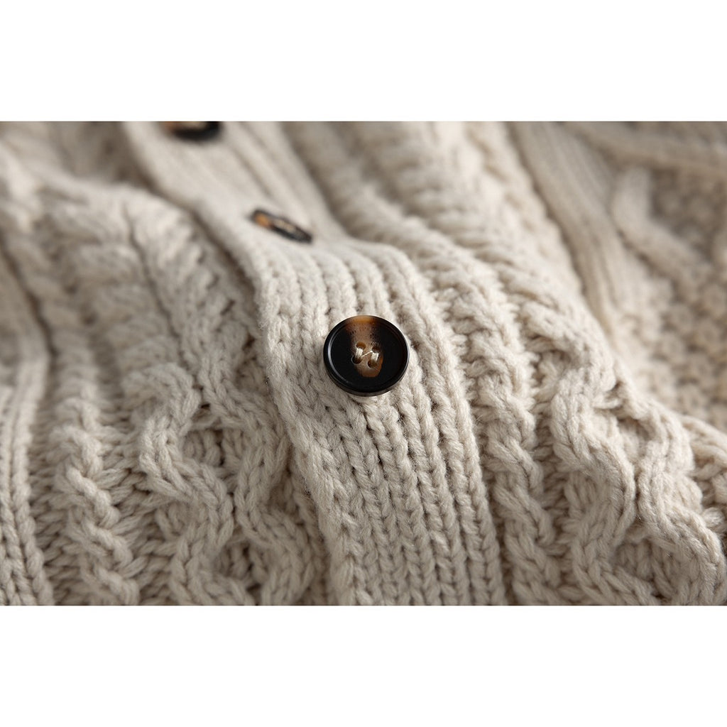 Cardigan Trendy Knitwear Men's Versatile Cable Knit Sweater