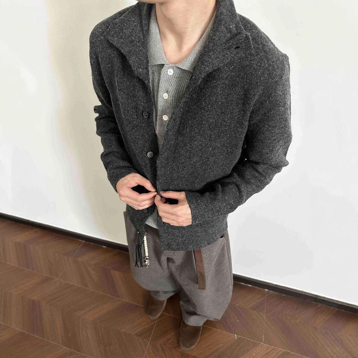 Blend Half-High Collar Retro Old Money Loose Knitted Sweater for Men and Women