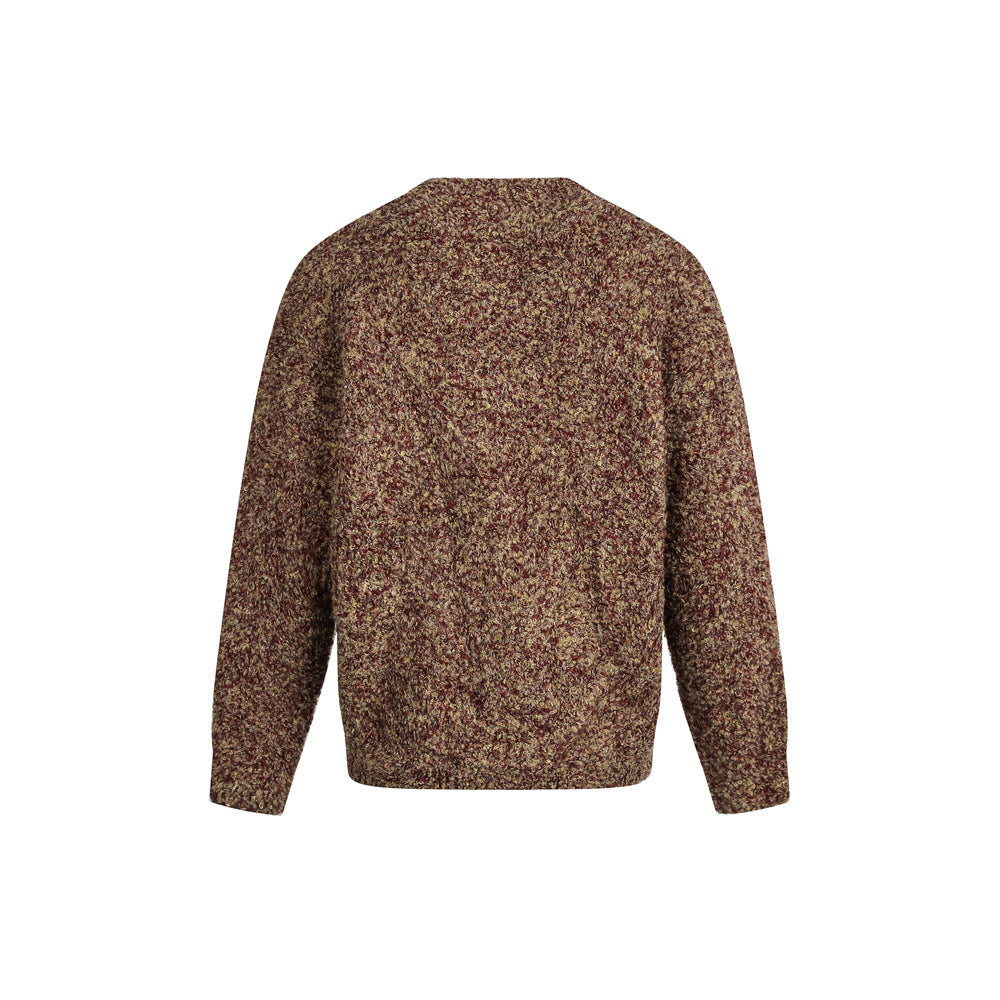 Street Style Men's Sweater, Simple Solid Color Round Neck Long Sleeve, Trendy Loose Fit Knitwear for Men