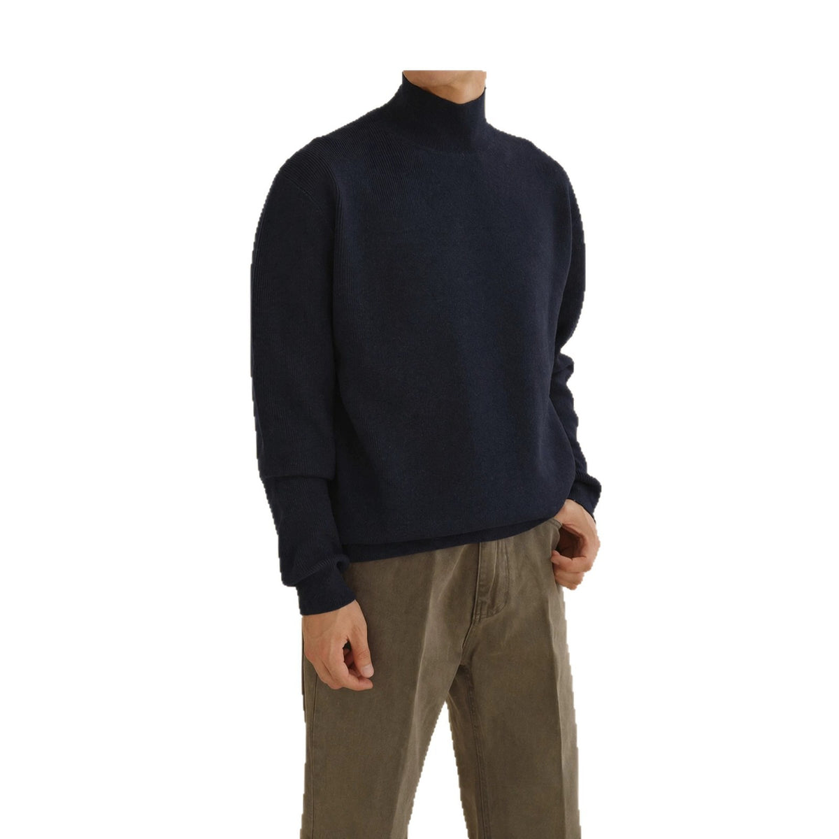 Half high neck slim fit sweater for men