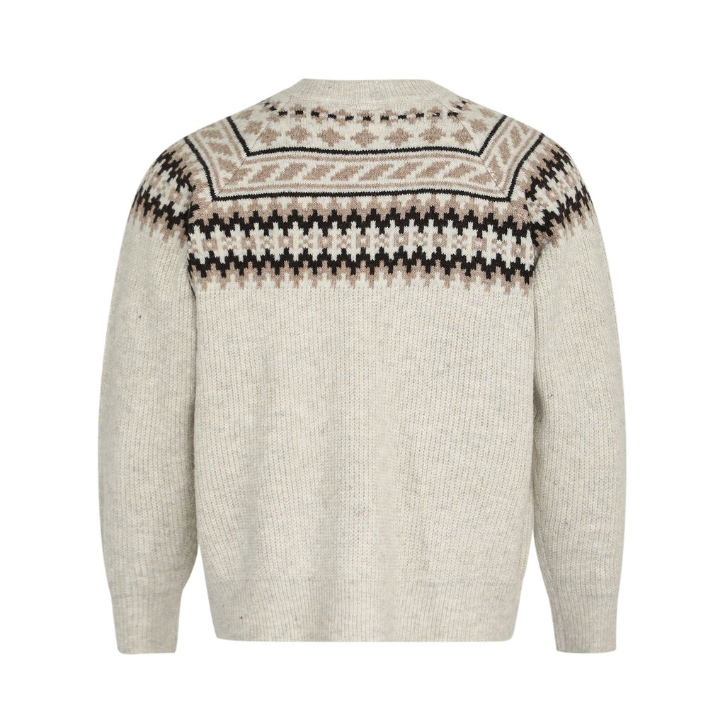 Vintage Unisex High-End Fair Isle Ethnic Style Open Front Knit Sweater  Men's Long Sleeve Knitwear