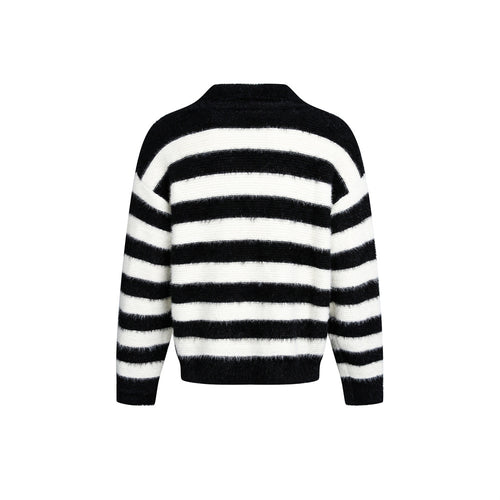 Academic Style Men's Sweater, Striped V-Neck Long Sleeve, Casual Loose Fit Knitwear for Men