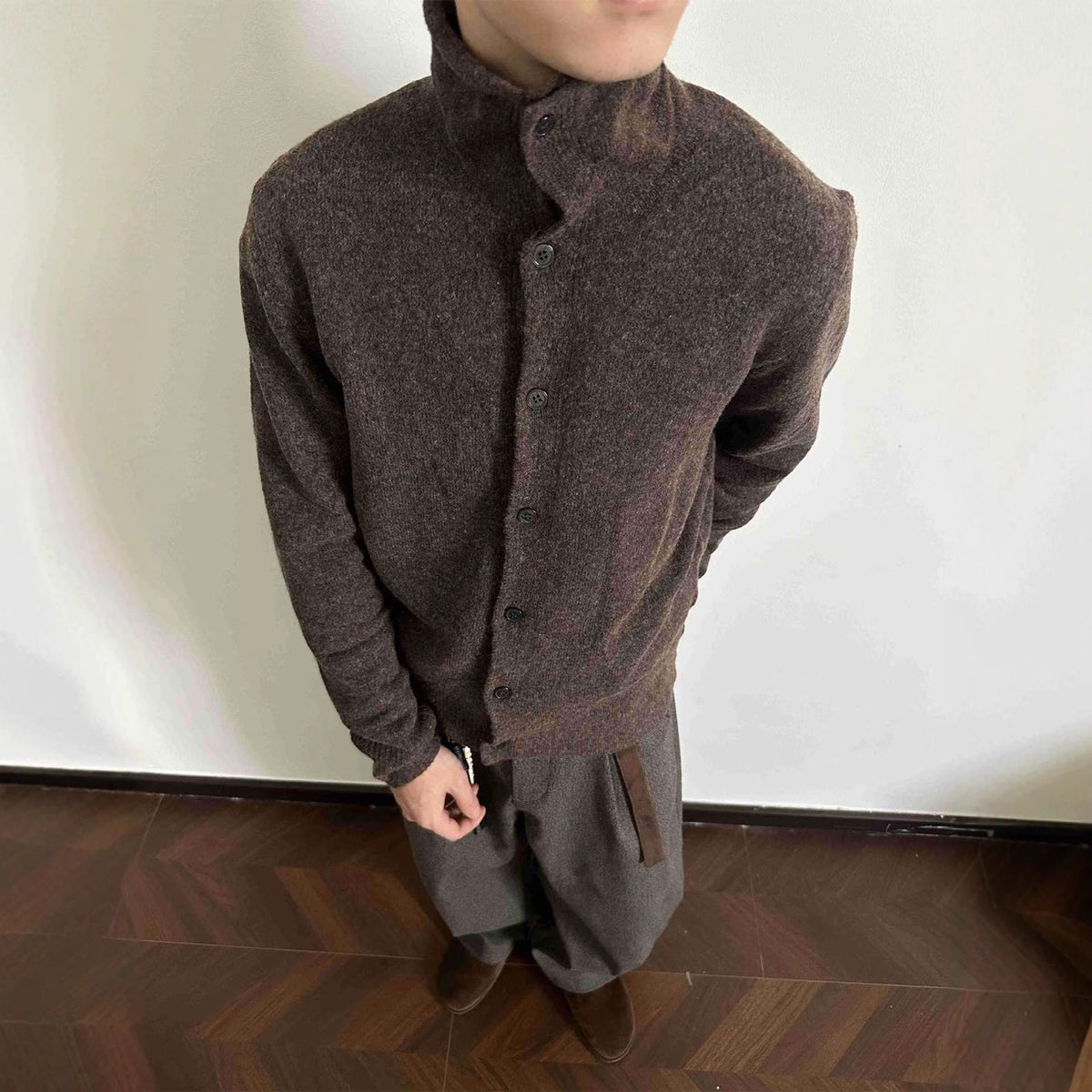 Blend Half-High Collar Retro Old Money Loose Knitted Sweater for Men and Women