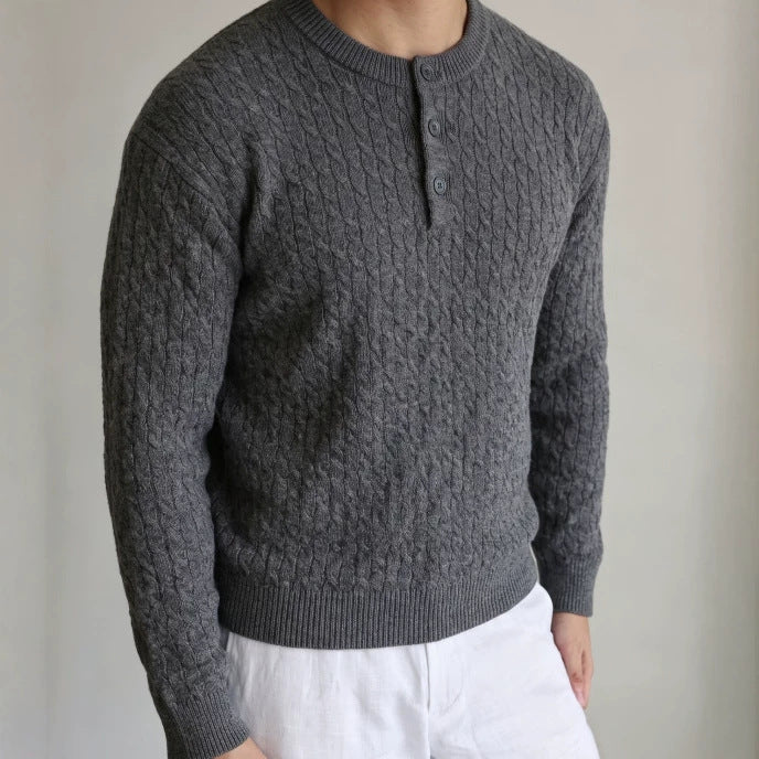 Half cardigan sweater for men