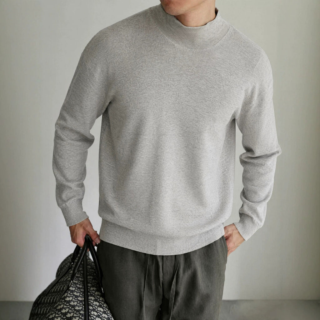 Half high neck slim fit sweater for men