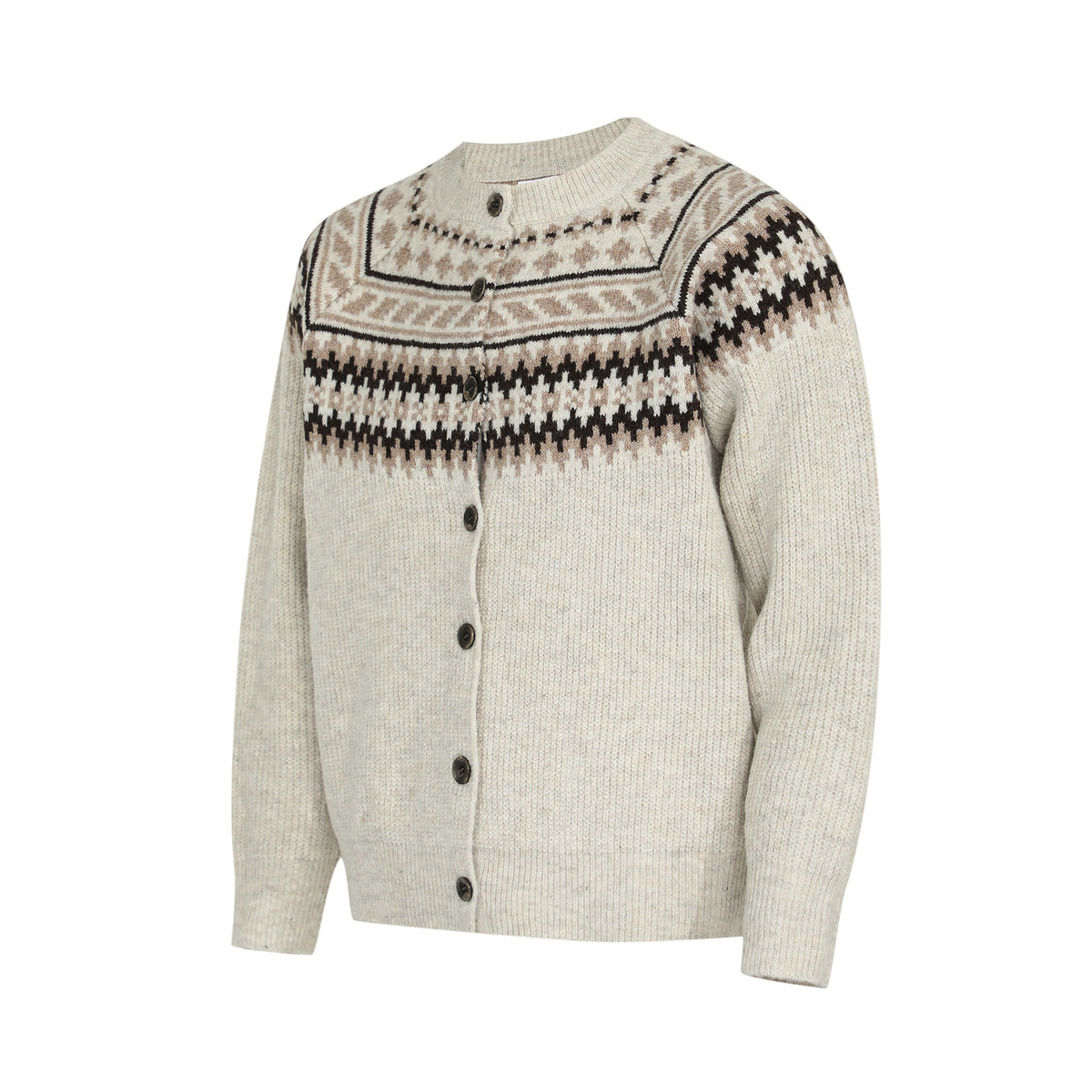 Vintage Unisex High-End Fair Isle Ethnic Style Open Front Knit Sweater  Men's Long Sleeve Knitwear